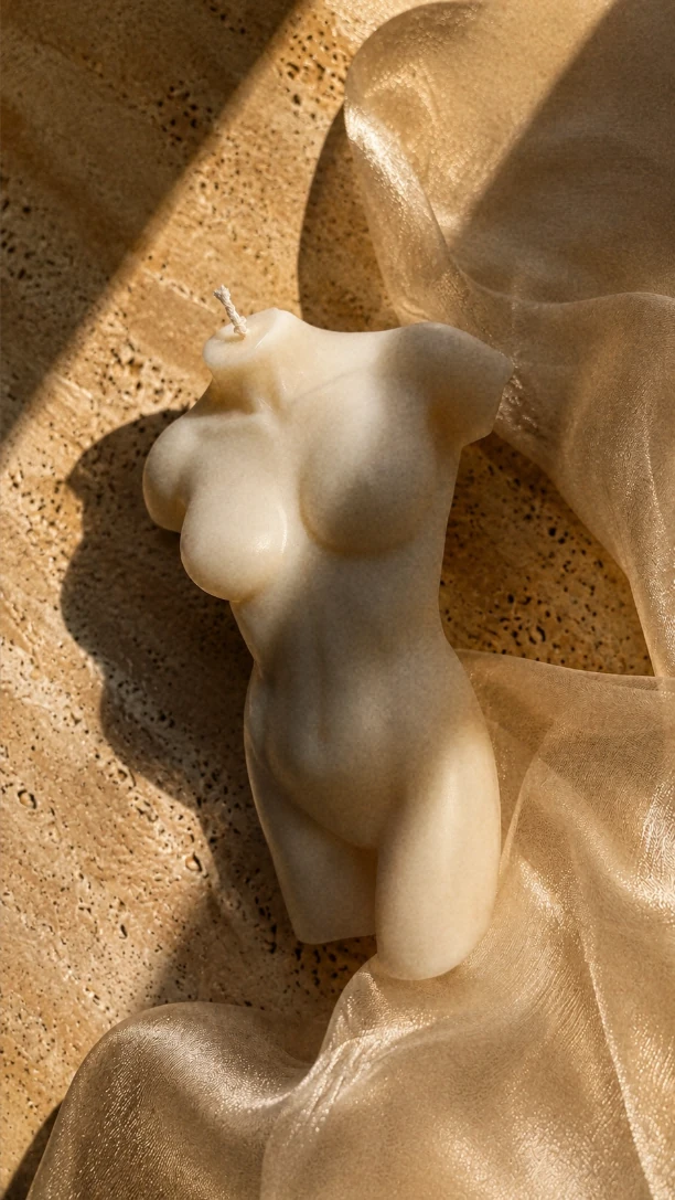 Vish sculptural candle in situ