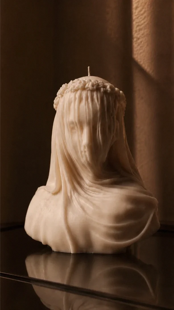 Grace veiled sculptural candle