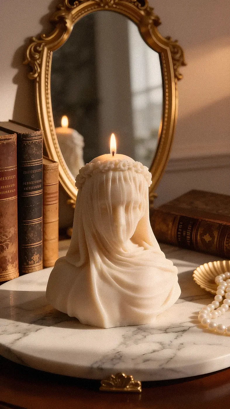 Grace veiled sculptural candle