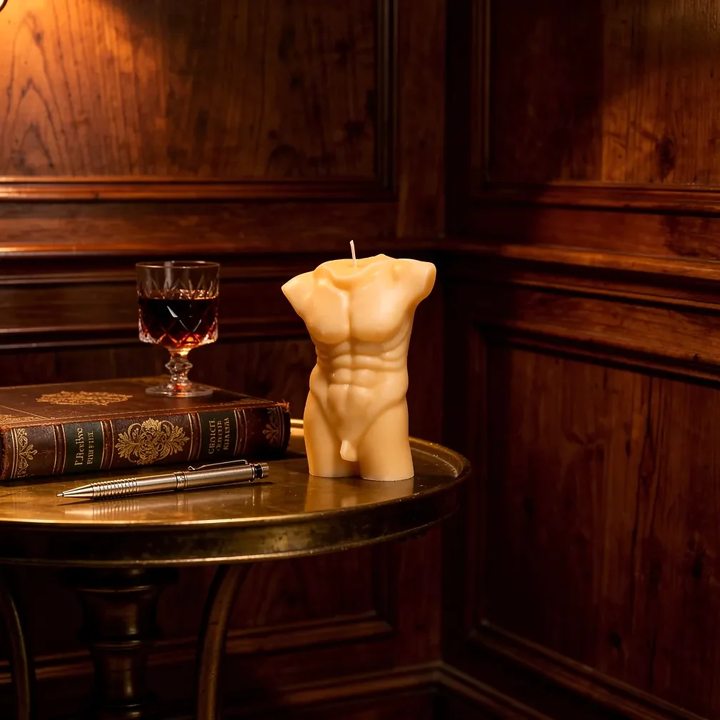 Vash sculptural candle in situ among collected objects