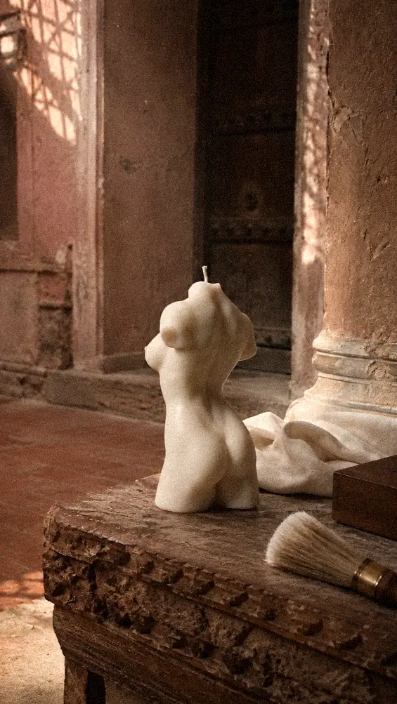 Vish sculptural candle in situ
