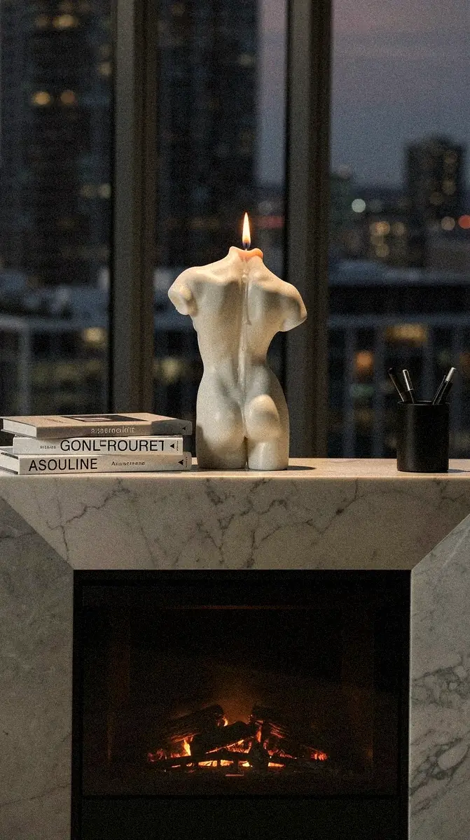 Vish sculptural candle in situ