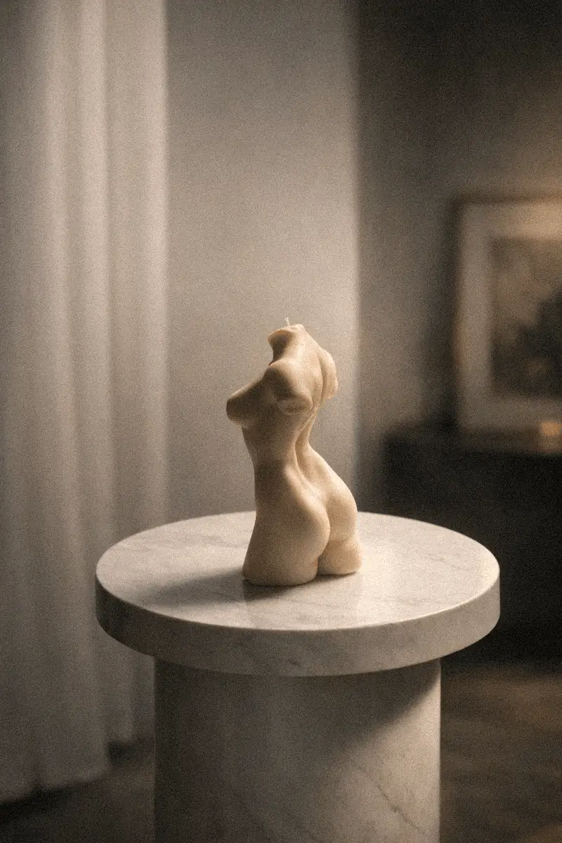 Vish sculptural candle in situ