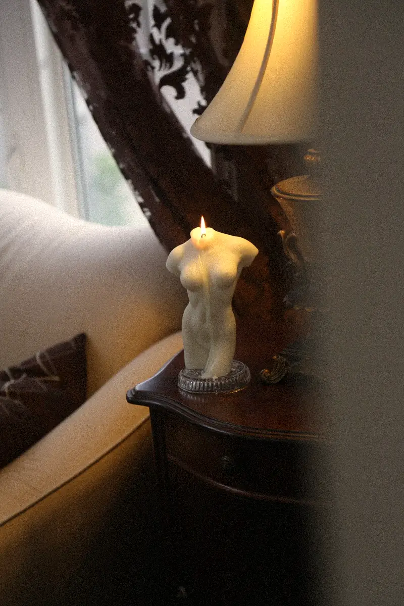 Vish sculptural candle in situ